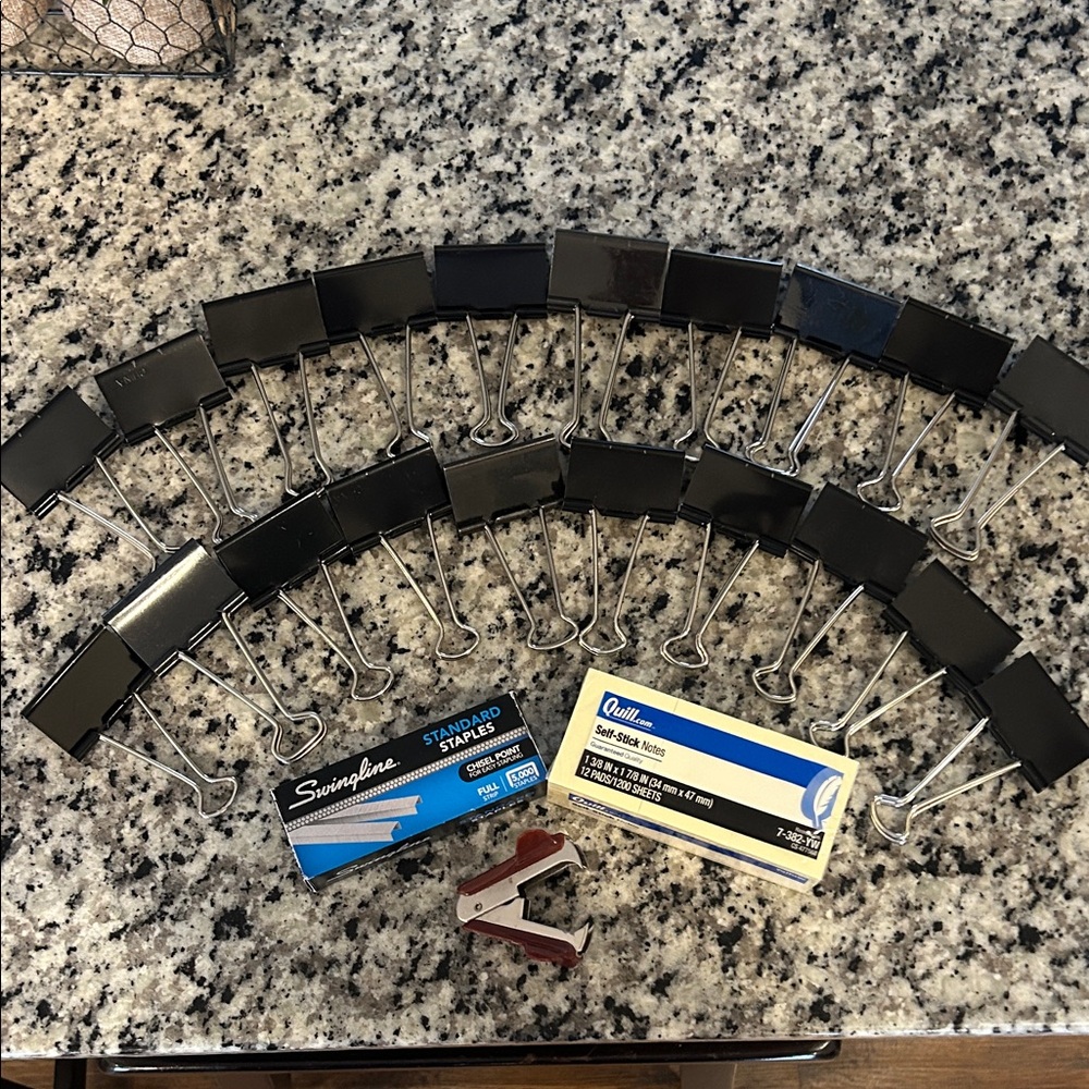 Black Binder Clips and Stapler Accessories